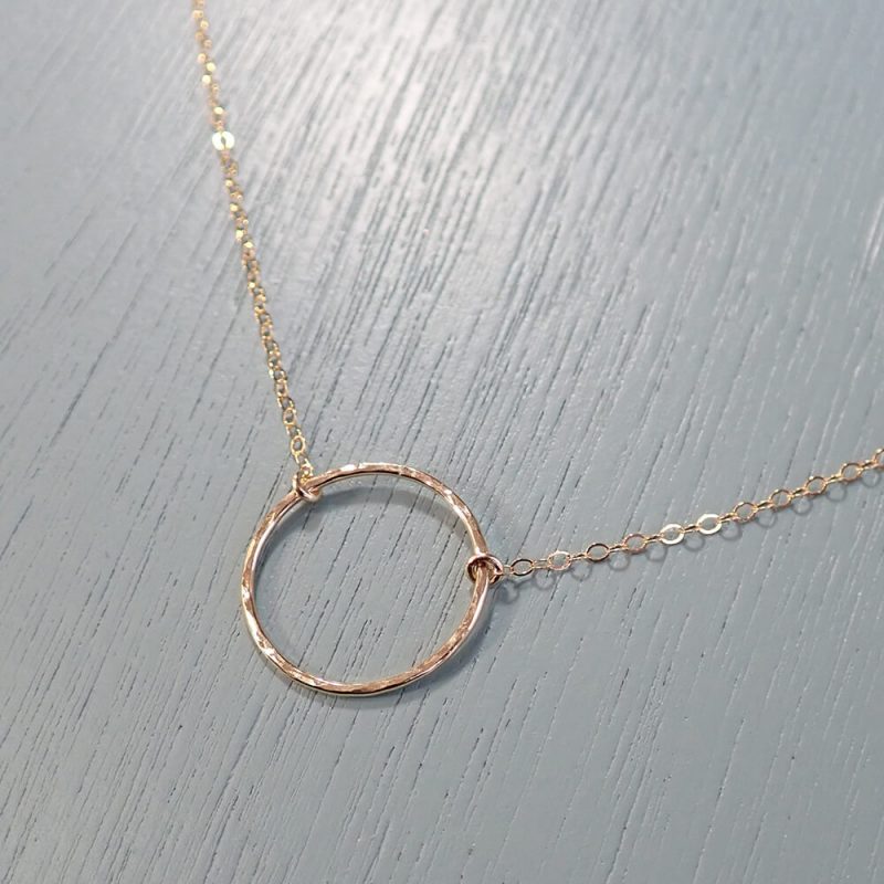 Gold Hammered Circle Necklace - All The Falling Stars