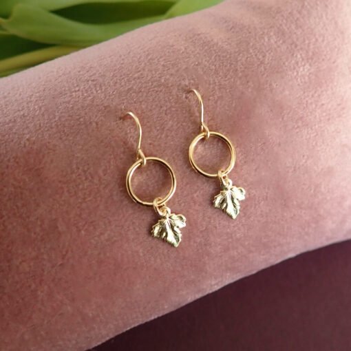 14k gold filled leaf earrings
