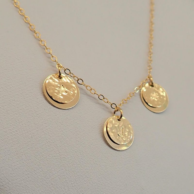 Personalised Gold Three Layered Disc Necklace - All The Falling Stars