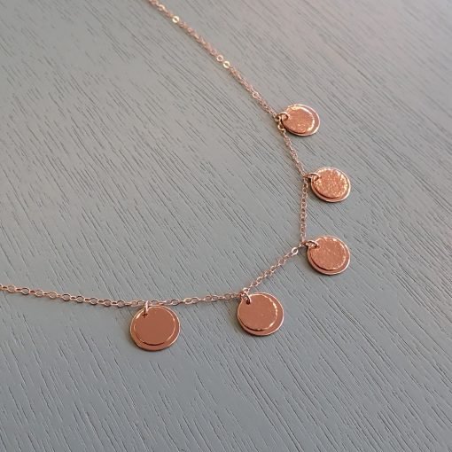 Rose gold five disc necklace