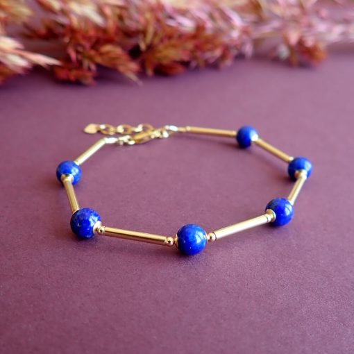 14k gold filled lapis lazuli bracelet gemstone