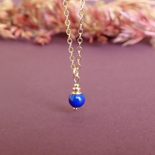 Gold Lapis Lazuli Ball Necklace