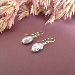 14k gold filled irregular pearl earrings freshwater