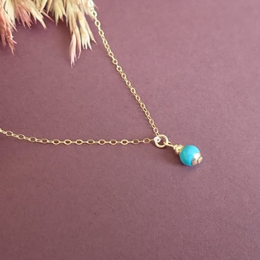 14k gold filled necklace turquoise ball