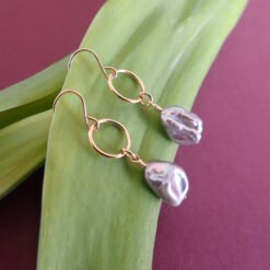 Irregular Pearl circle earrings 14k gold filled